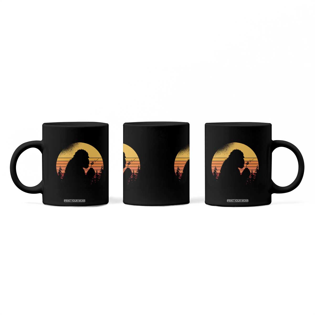 Bigfoot Blowing Dandelion Coffee Mug Retro Sunset Forest TS14 Print Your Wear