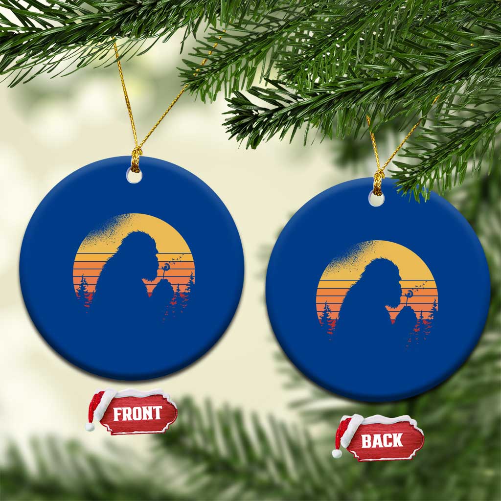Bigfoot Blowing Dandelion Ceramic Ornament Retro Sunset Forest TS14 1pc Blue Print Your Wear