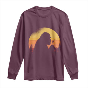 Bigfoot Blowing Dandelion Long Sleeve Shirt Retro Sunset Forest TS14 Maroon Print Your Wear