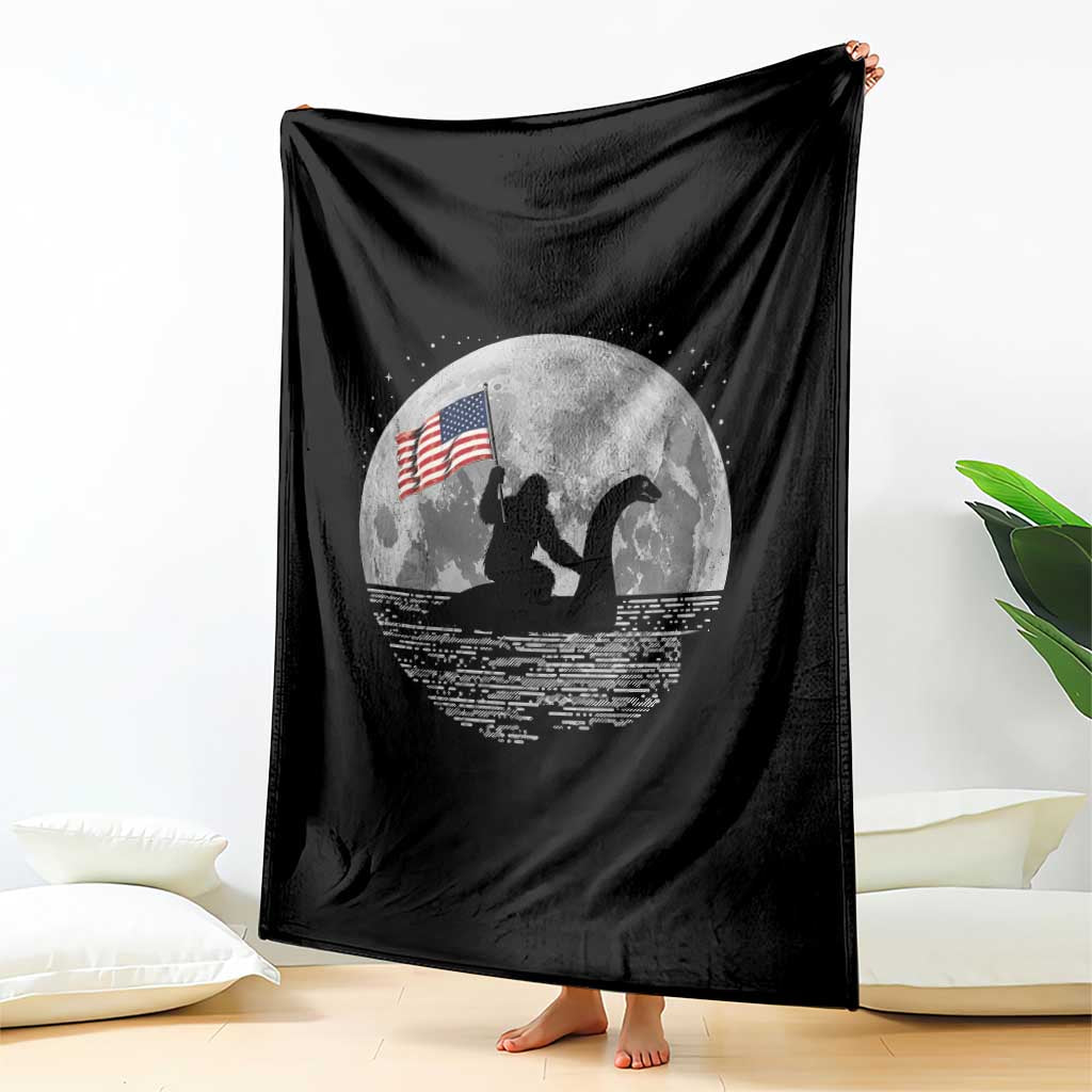 Bigfoot Loch Ness Monster 4th of July Throw Blanket Funny Cryptid Moon Night TS14 Print Your Wear