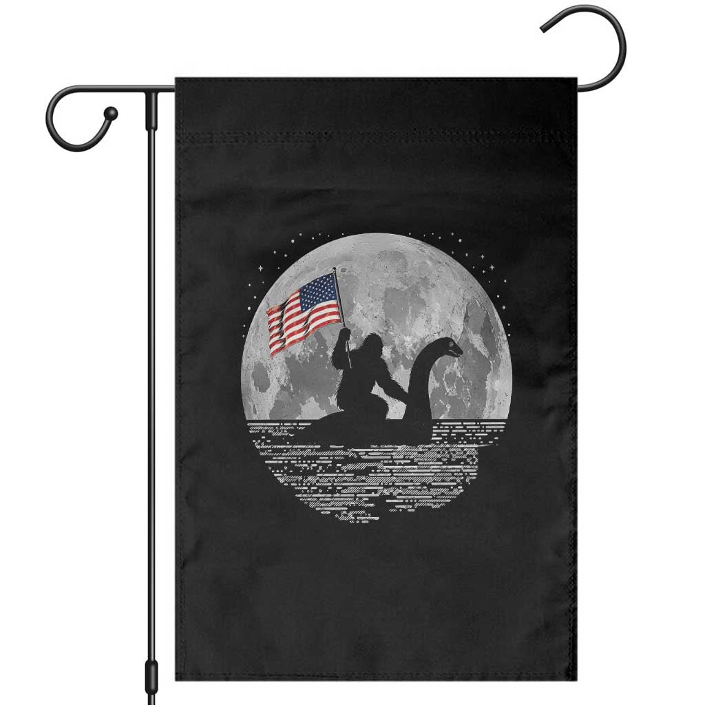 Bigfoot Loch Ness Monster 4th of July Garden Flag Funny Cryptid Moon Night TS14 Black Print Your Wear
