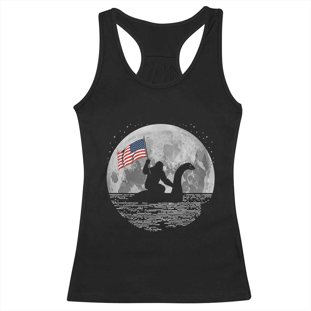 Bigfoot Loch Ness Monster 4th of July Racerback Tank Top Funny Cryptid Moon Night TS14 Black Print Your Wear