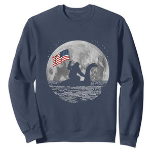Bigfoot Loch Ness Monster 4th of July Sweatshirt Funny Cryptid Moon Night TS14 Navy Print Your Wear