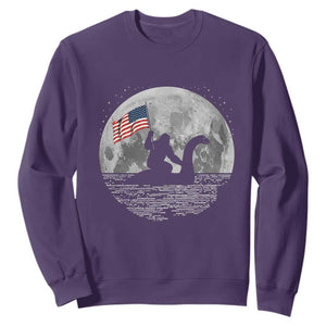 Bigfoot Loch Ness Monster 4th of July Sweatshirt Funny Cryptid Moon Night TS14 Purple Print Your Wear