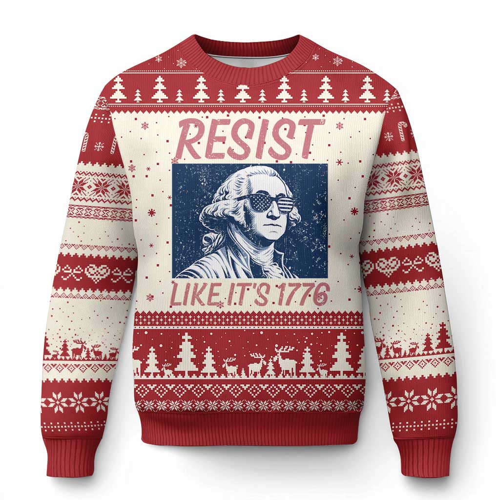Resist Like its 1776 Ugly Christmas Sweater America 4th of July 250 Years Freedom TS14 Beige Red Print Your Wear