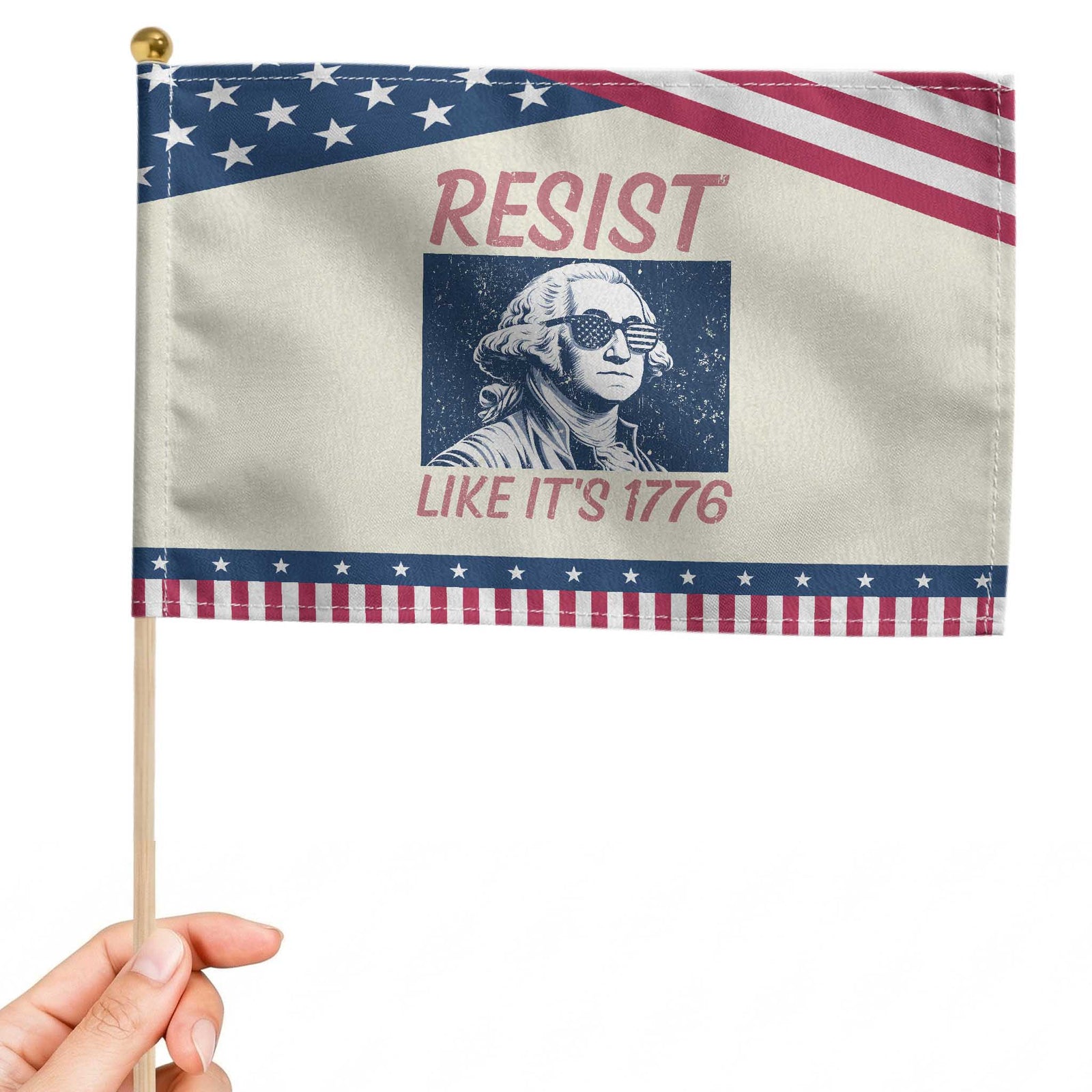 Resist Like its 1776 Patriotic Handheld Flag America 4th of July 250 Years Freedom TS14 Modern 8.2