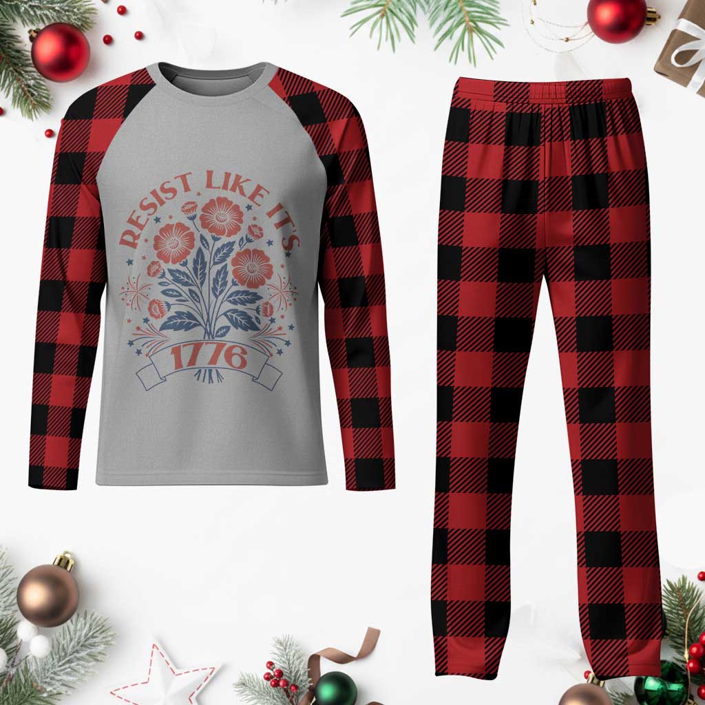 Resist Like its 1776 Plaid Pajama Set Vintage Boho Floral Subtle 250th Anniversary TS14 Buffalo Plaid Print Your Wear