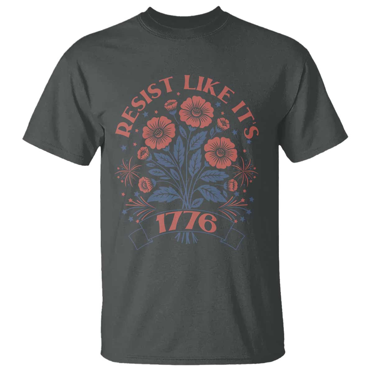 Resist Like its 1776 T Shirt Vintage Boho Floral Subtle 250th Anniversary TS14 Dark Heather Print Your Wear