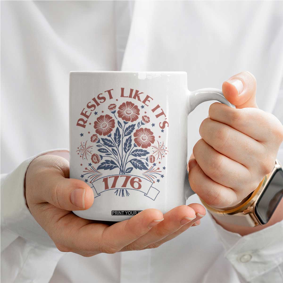 Resist Like its 1776 Coffee Mug Vintage Boho Floral Subtle 250th Anniversary TS14 Print Your Wear