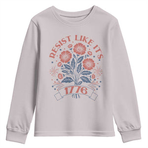 Resist Like its 1776 Youth Sweatshirt Vintage Boho Floral Subtle 250th Anniversary TS14 Ice Gray Print Your Wear