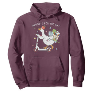 Special Education SPED Teacher Goose Scooter Hoodie Support Is On The Way TS14 Maroon Print Your Wear