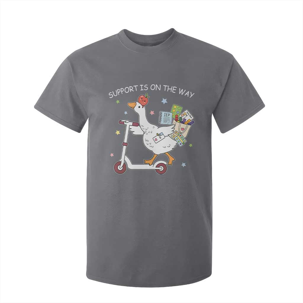 Special Education SPED Teacher Goose Scooter T Shirt For Kid Support Is On The Way TS14 Charcoal Print Your Wear