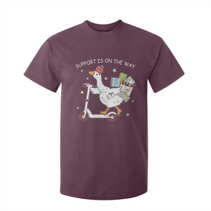 Special Education SPED Teacher Goose Scooter T Shirt For Kid Support Is On The Way TS14 Maroon Print Your Wear