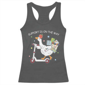 Special Education SPED Teacher Goose Scooter Racerback Tank Top Support Is On The Way TS14 Dark Heather Print Your Wear