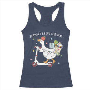 Special Education SPED Teacher Goose Scooter Racerback Tank Top Support Is On The Way TS14 Navy Print Your Wear