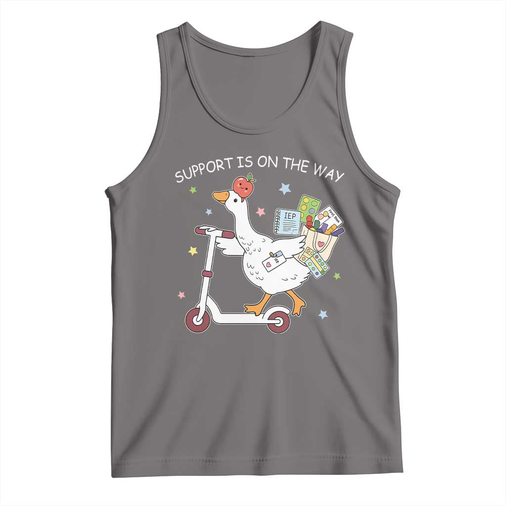 Special Education SPED Teacher Goose Scooter Tank Top Support Is On The Way TS14 Deep Heather Print Your Wear