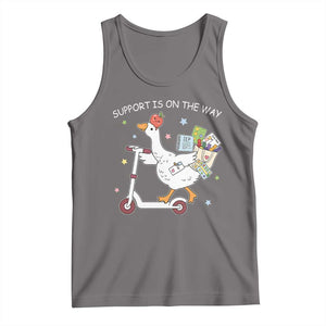 Special Education SPED Teacher Goose Scooter Tank Top Support Is On The Way TS14 Deep Heather Print Your Wear