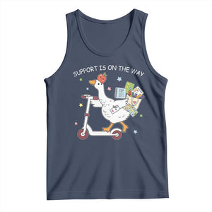 Special Education SPED Teacher Goose Scooter Tank Top Support Is On The Way TS14 Navy Print Your Wear