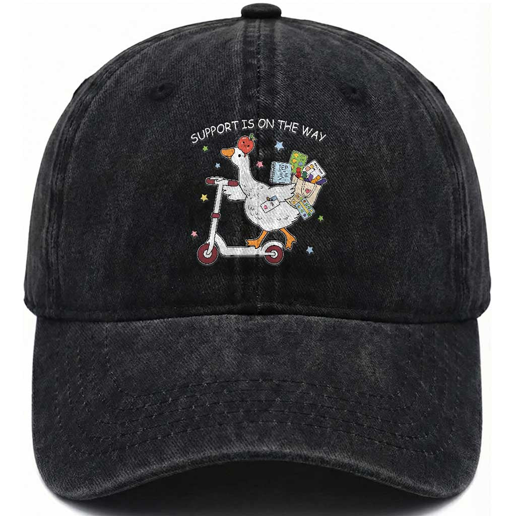 Special Education SPED Teacher Goose Scooter Washed Cotton Baseball Cap Support Is On The Way TS14 Print Your Wear