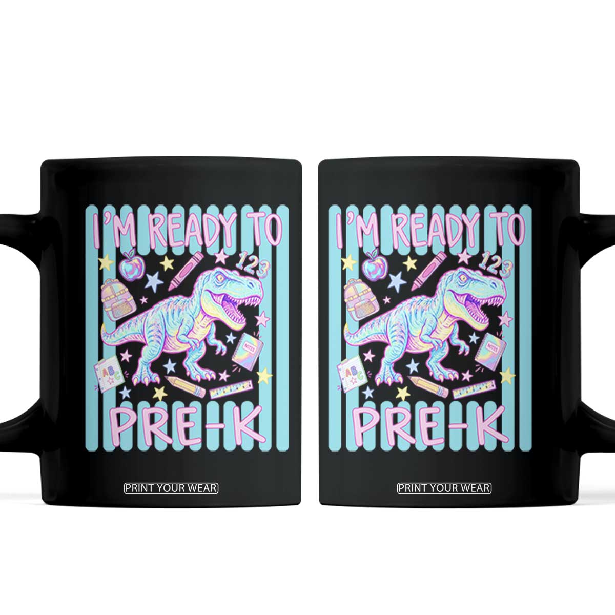 Funny Dinosaur First Day of School Pre-k Kindergarten Coffee Mug I'm Ready To Pre K TS14 Black Print Your Wear