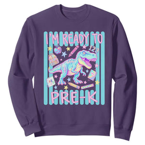 Funny Dinosaur First Day of School Pre-k Kindergarten Sweatshirt I'm Ready To Pre K TS14 Purple Print Your Wear