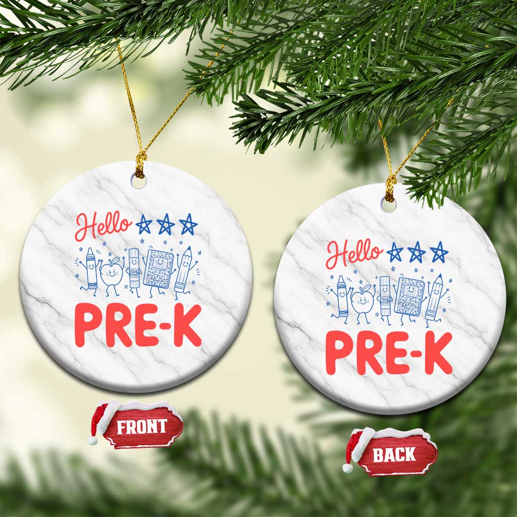 First Day of Pre-K Boys Girls Toddler Preschool Patriotic US Ceramic Ornament TS14 1pc White Marble Print Your Wear