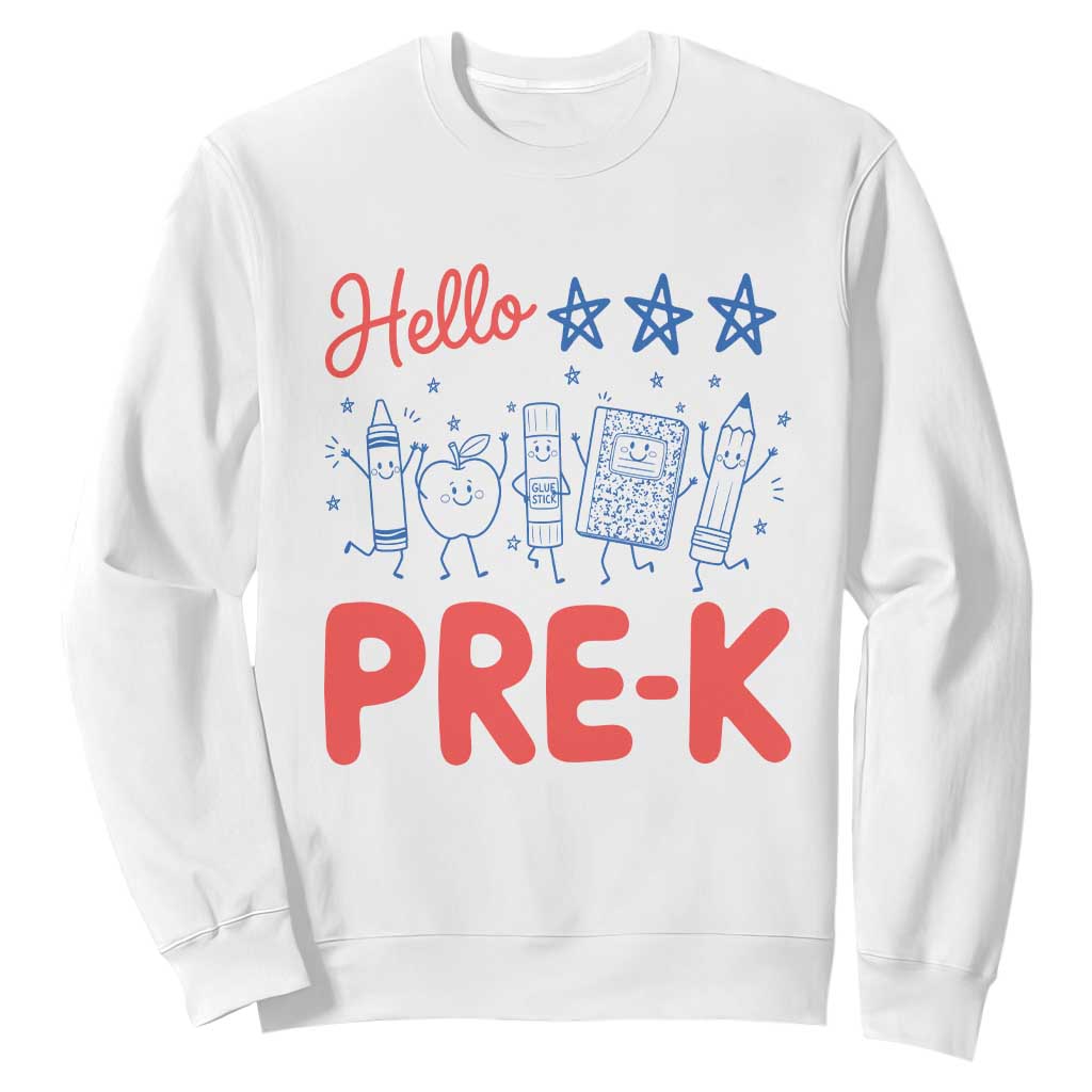 First Day of Pre-K Boys Girls Toddler Preschool Patriotic US Sweatshirt TS14 White Print Your Wear