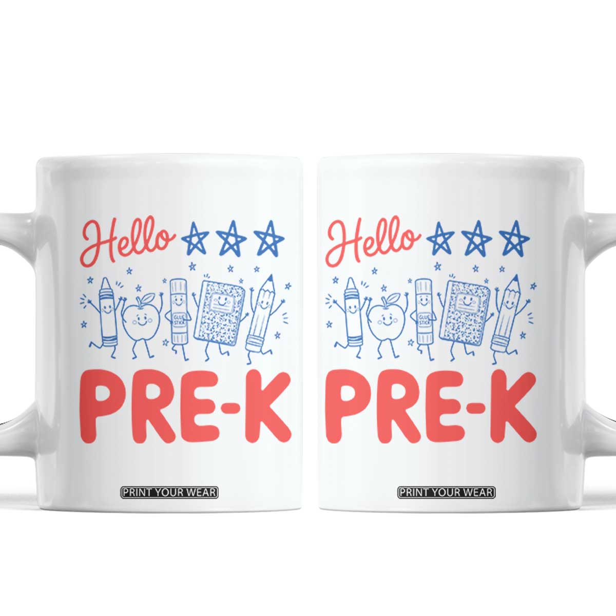 First Day of Pre-K Boys Girls Toddler Preschool Patriotic US Coffee Mug TS14 White Print Your Wear