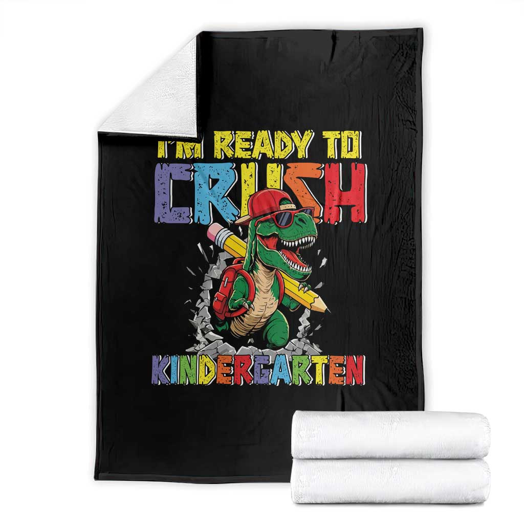 I'm Ready to Crush Pre-K Back to School T-Rex Dinosaur Throw Blanket TS14 Black Print Your Wear