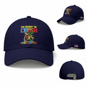 I'm Ready to Crush Pre-K Back to School T-Rex Dinosaur Baseball Cap TS14 Baseball Cap Universal Fit Dark Blue Print Your Wear