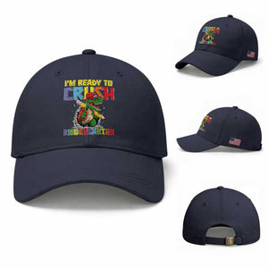 I'm Ready to Crush Pre-K Back to School T-Rex Dinosaur Baseball Cap TS14 Baseball Cap Universal Fit Navy Print Your Wear