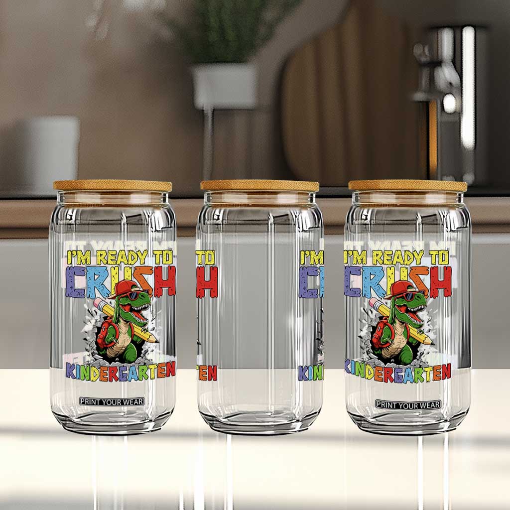 I'm Ready to Crush Pre-K Back to School T-Rex Dinosaur Glass Can TS14 Print Your Wear