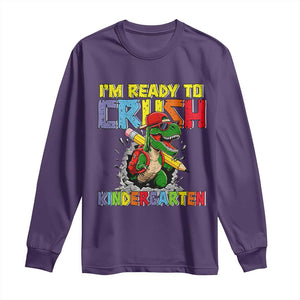 I'm Ready to Crush Pre-K Back to School T-Rex Dinosaur Long Sleeve Shirt TS14 Purple Print Your Wear