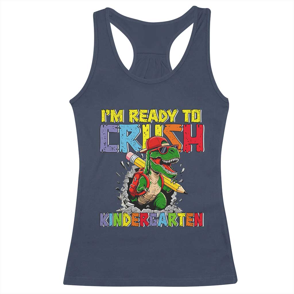 I'm Ready to Crush Pre-K Back to School T-Rex Dinosaur Racerback Tank Top TS14 Navy Print Your Wear