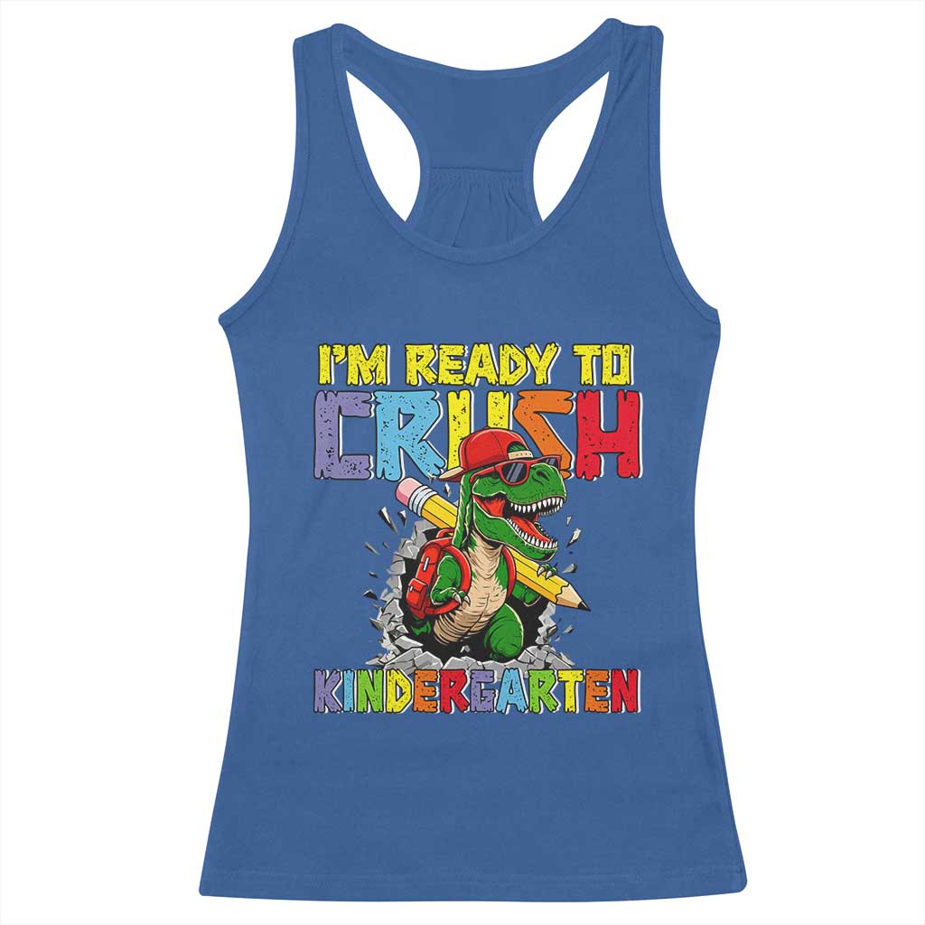 I'm Ready to Crush Pre-K Back to School T-Rex Dinosaur Racerback Tank Top TS14 Royal Blue Print Your Wear