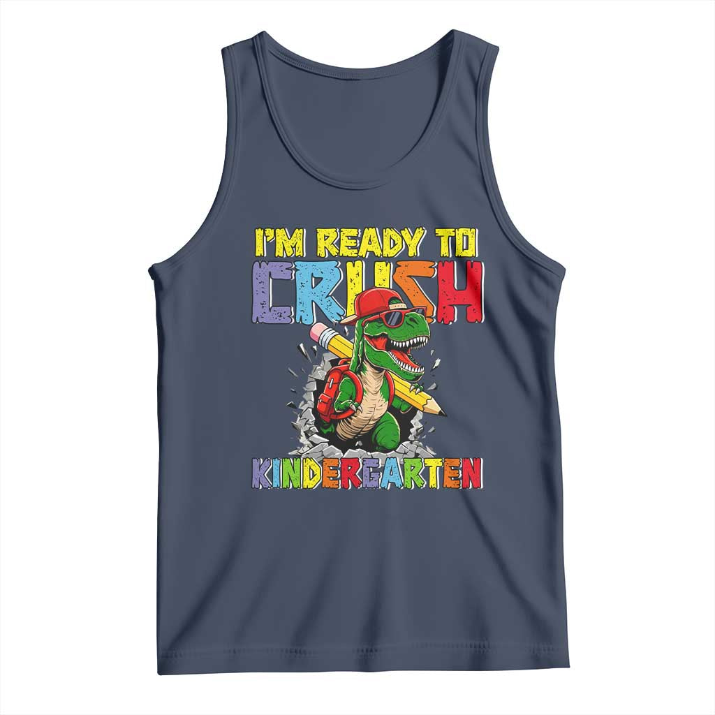 I'm Ready to Crush Pre-K Back to School T-Rex Dinosaur Tank Top TS14 Navy Print Your Wear