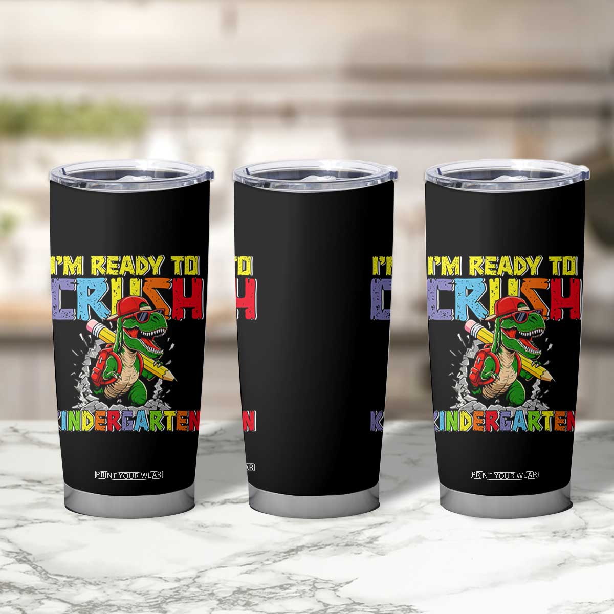 I'm Ready to Crush Pre-K Back to School T-Rex Dinosaur Tumbler Cup TS14 Print Your Wear