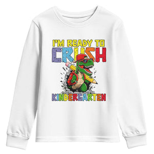 I'm Ready to Crush Pre-K Back to School T-Rex Dinosaur Youth Sweatshirt TS14 White Print Your Wear