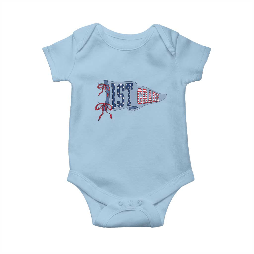 1st Grade Teacher Pennant US Flag Back to School Baby Onesie TS14 Light Blue Print Your Wear