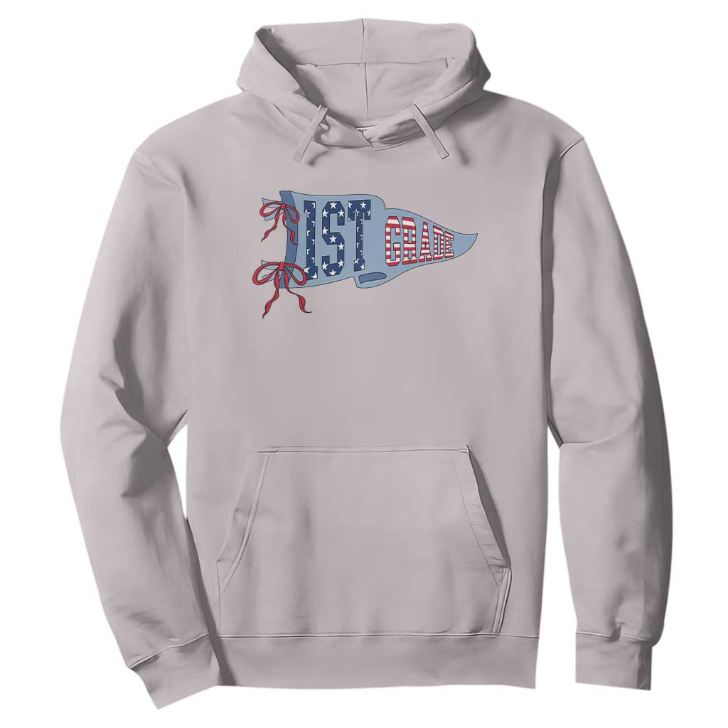 1st Grade Teacher Pennant US Flag Back to School Hoodie TS14 Ice Gray Print Your Wear