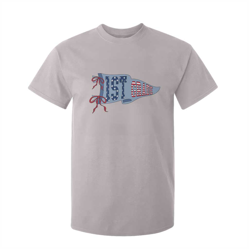 1st Grade Teacher Pennant US Flag Back to School T Shirt For Kid TS14 Ice Gray Print Your Wear