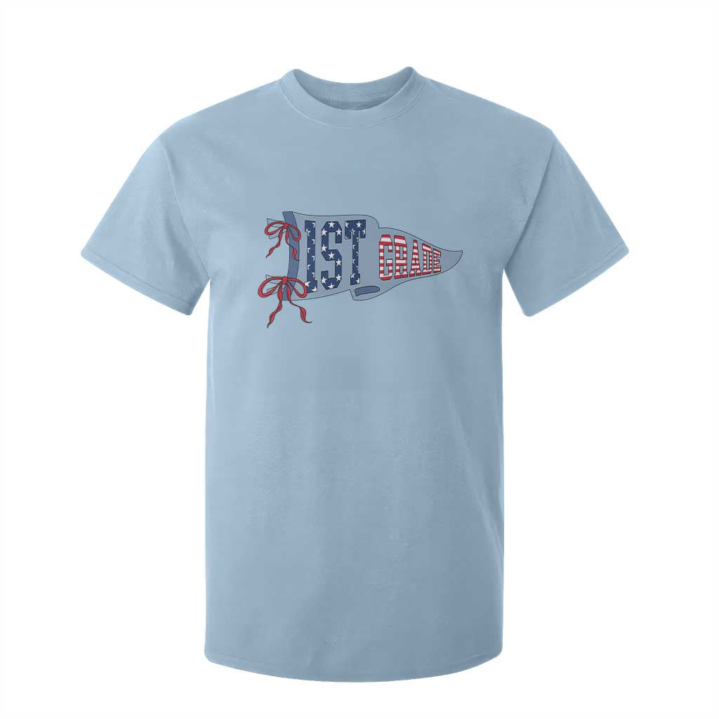 1st Grade Teacher Pennant US Flag Back to School T Shirt For Kid TS14 Light Blue Print Your Wear