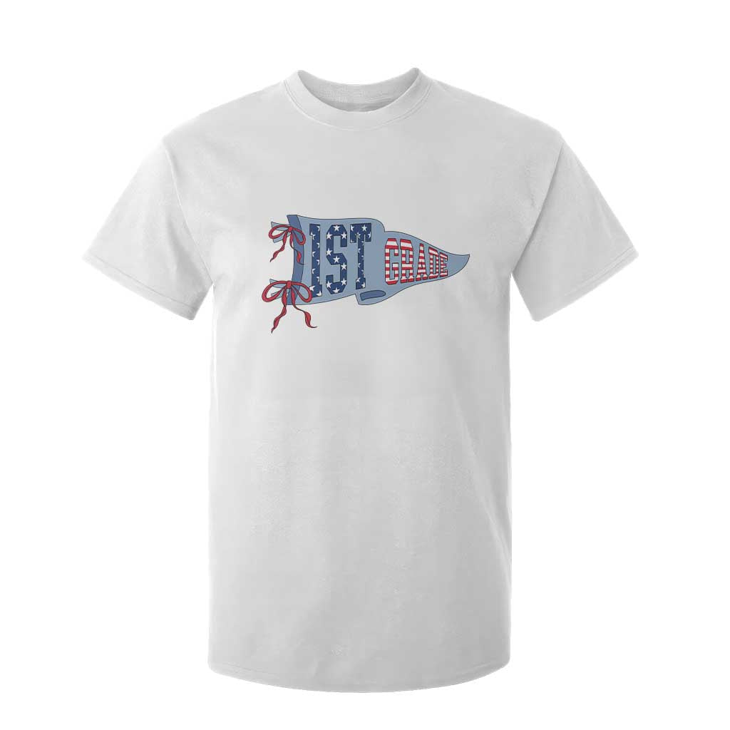 1st Grade Teacher Pennant US Flag Back to School T Shirt For Kid TS14 White Print Your Wear