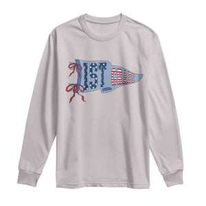 1st Grade Teacher Pennant US Flag Back to School Long Sleeve Shirt TS14 Ice Gray Print Your Wear