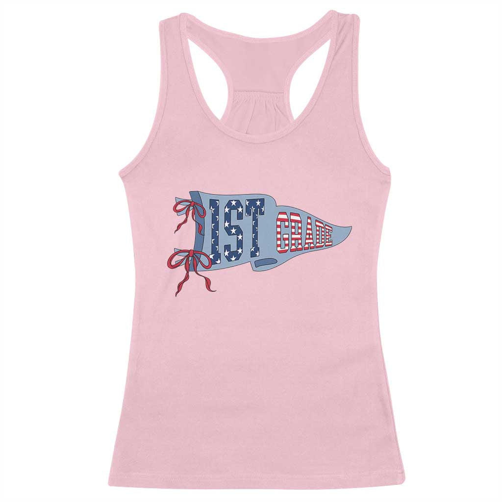 1st Grade Teacher Pennant US Flag Back to School Racerback Tank Top TS14 Light Pink Print Your Wear