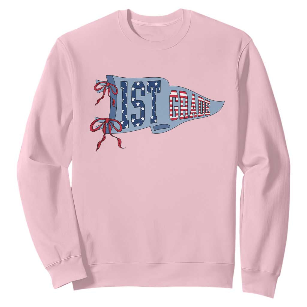 1st Grade Teacher Pennant US Flag Back to School Sweatshirt TS14 Light Pink Print Your Wear
