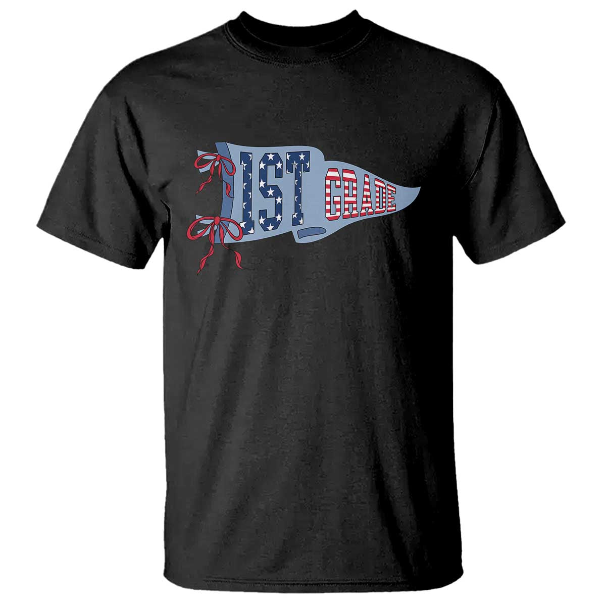 1st Grade Teacher Pennant US Flag Back to School T Shirt TS14 Black Print Your Wear