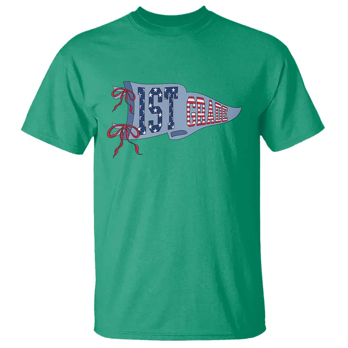 1st Grade Teacher Pennant US Flag Back to School T Shirt TS14 Irish Green Print Your Wear
