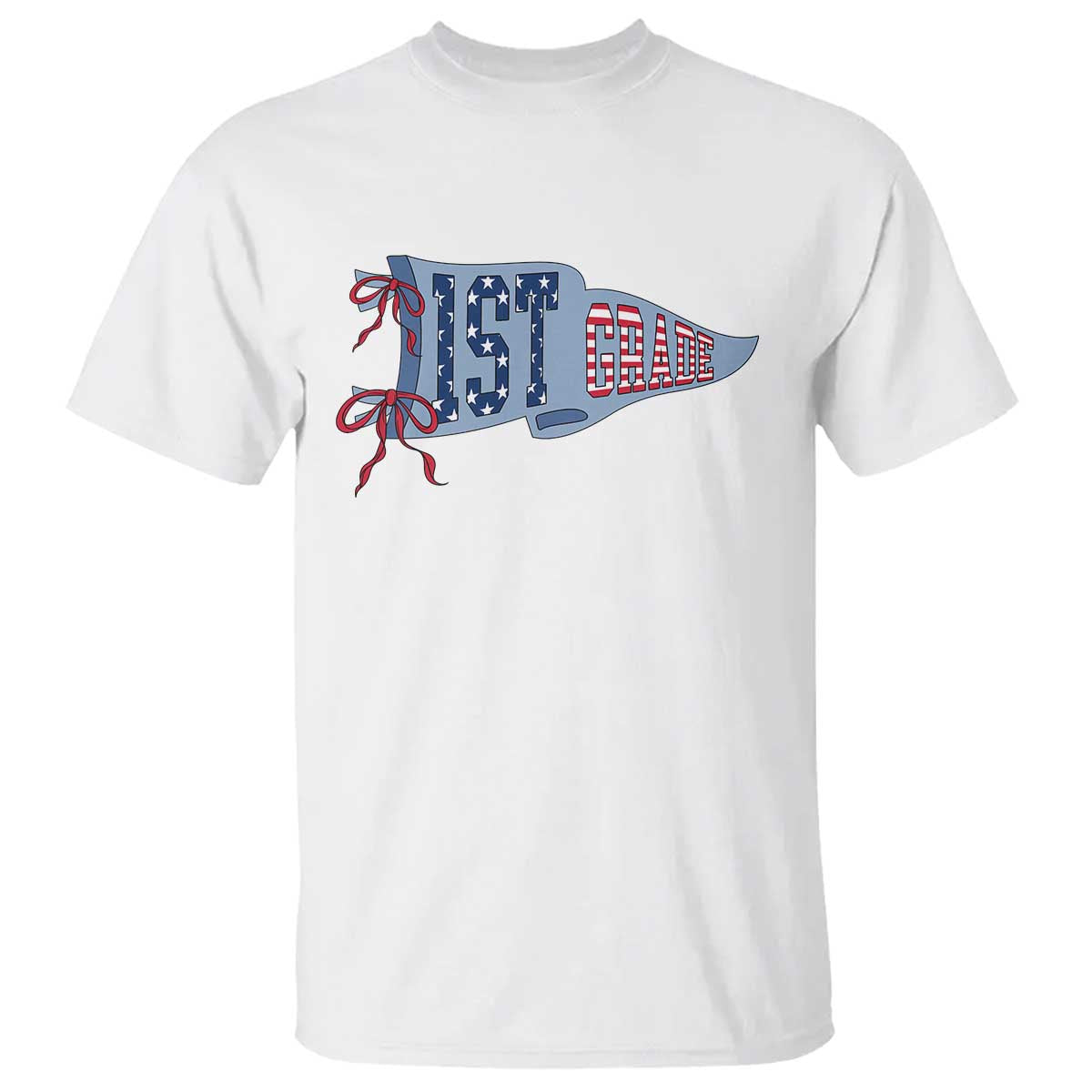 1st Grade Teacher Pennant US Flag Back to School T Shirt TS14 White Print Your Wear