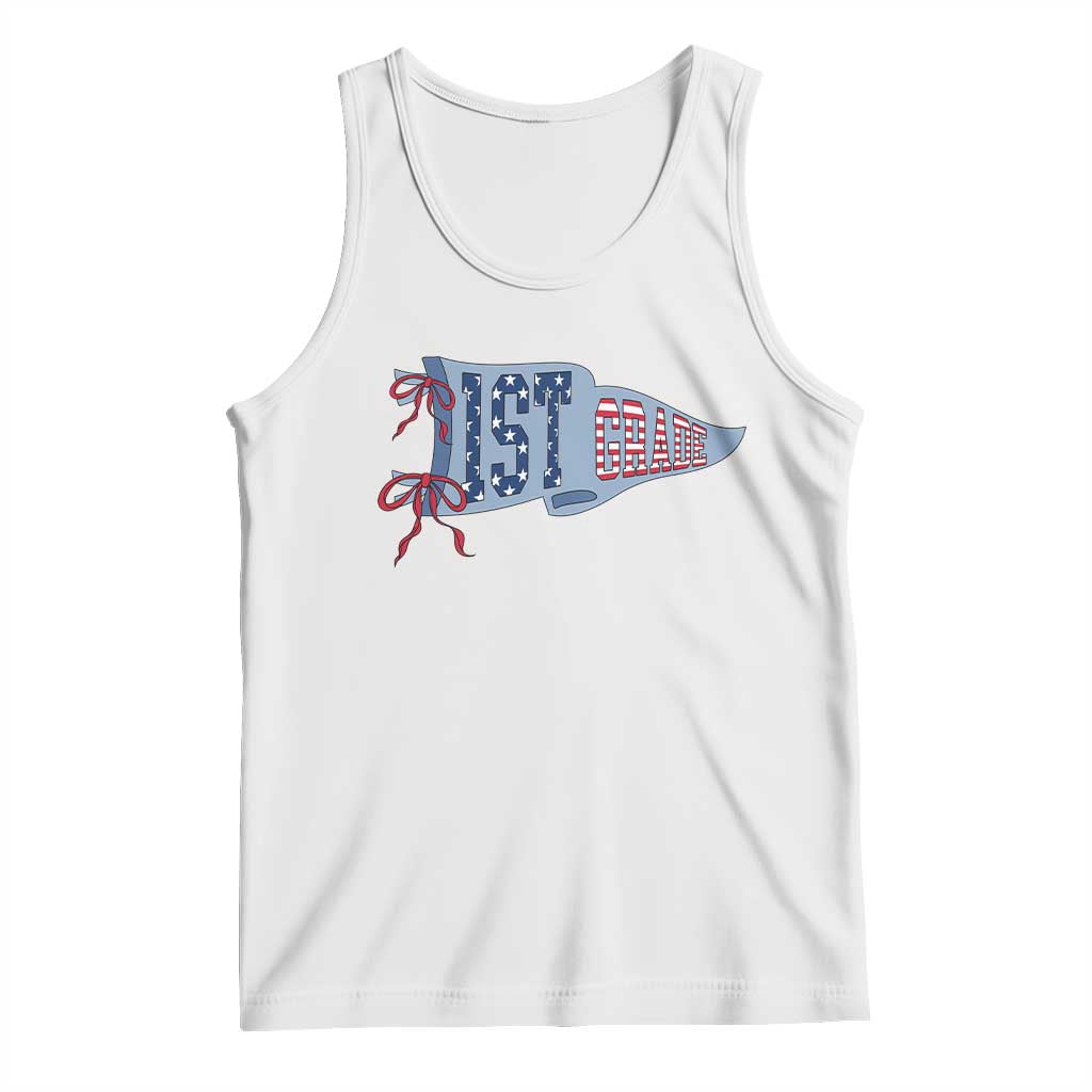 1st Grade Teacher Pennant US Flag Back to School Tank Top TS14 White Print Your Wear
